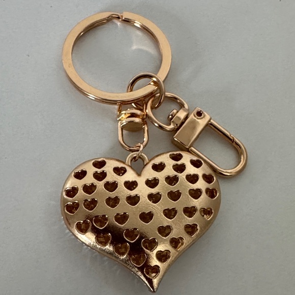 Gold Heart with Crystals Bag Charm NWOT - Picture 4 of 4